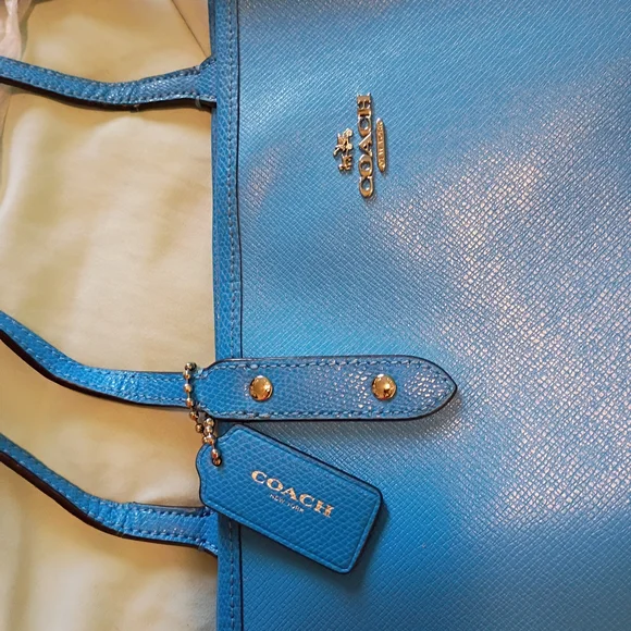 Coach Reversible Tote Vibrant BlueTo Soft Black&Gray NWOT Perfect 2in1 Bag - Picture 4 of 16